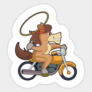 Horse as Cowboy with Lasso & Motorcycle Sticker